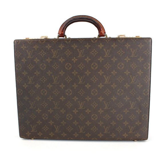 Louis Vuitton Attache Briefcase Trunk Brown Tan Leather LV Monogram President - Picture 2 of 9
